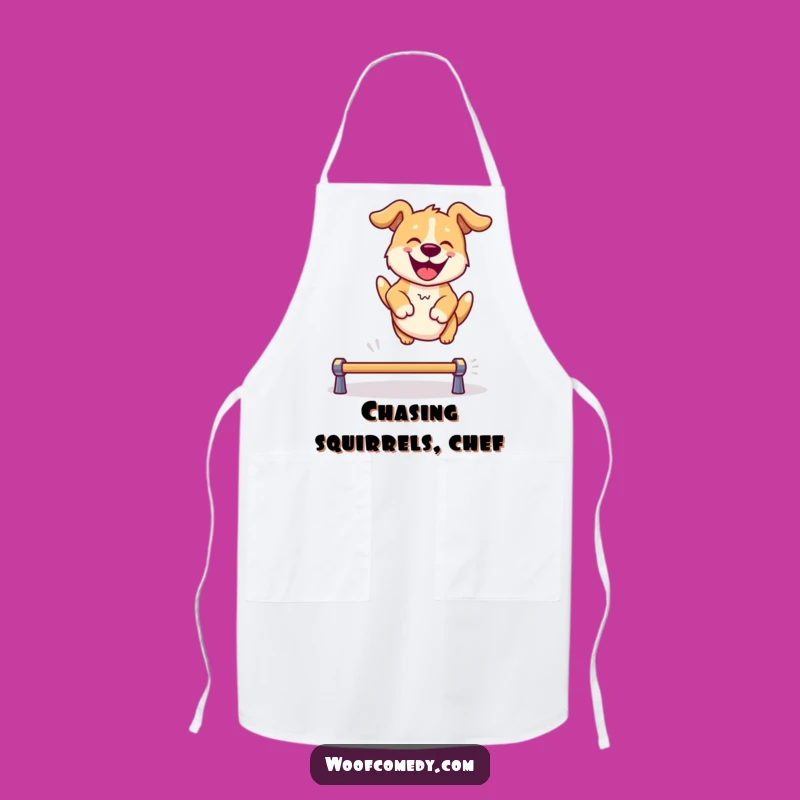 Funny Dog Leaping Apron: Cook with Joyful Determination