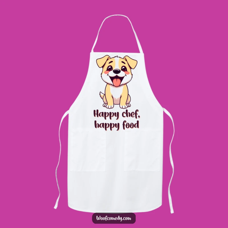 Funny Excited Dog Tongue Out Apron - Happy Chef Dog Cooking Gift