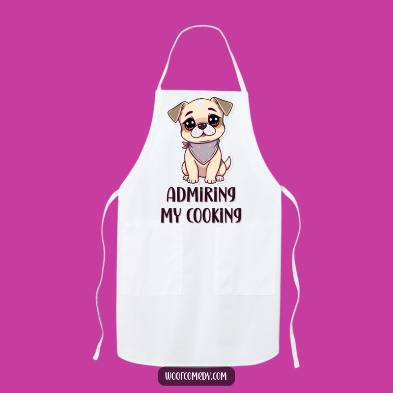Funny Kawaii Dog Apron: Alert Bandana Pup for Culinary Curiosity