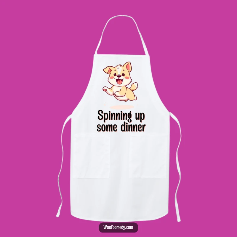 Funny Kawaii Dog Apron - Tail Chasing Fun, Kitchen Playtime