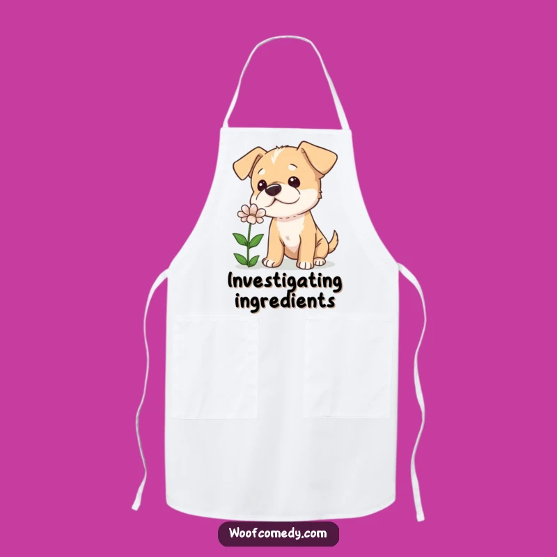 Funny Curious Dog Tilted Head Apron - Kitchen Explorer Dog Gift