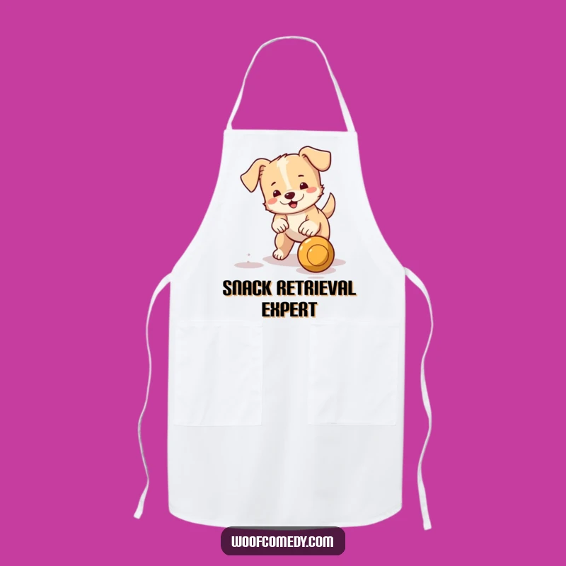 Funny Little Dog Ball Fetching Apron: Active Wagging Tail Pup Kitchen Wear
