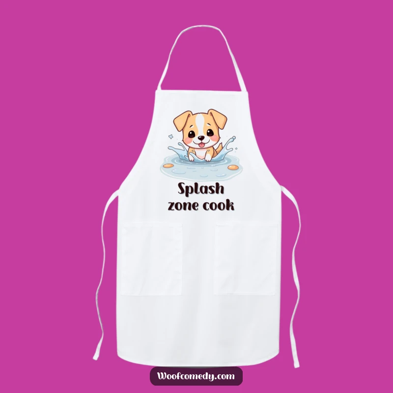 Funny Kawaii Dog Puddle Apron - Cook Up Splashy Fun!