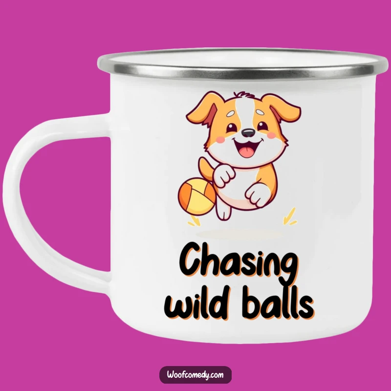 Adventure Kawaii Dog Ball Chase Camping Mug - Happy Grin Gift