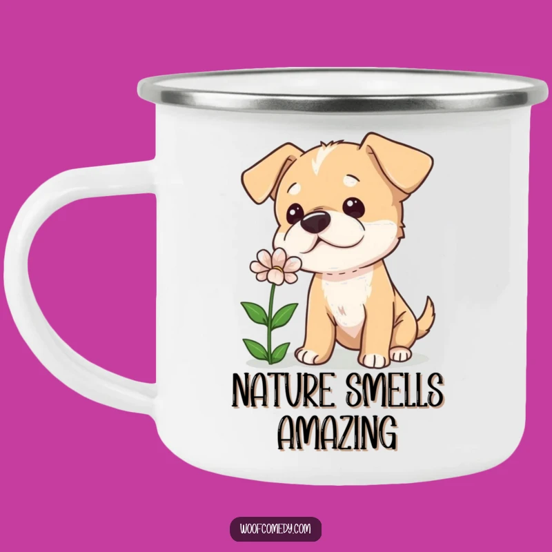 Funny Curious Dog Tilted Head Camping Mug - Outdoor Explorer Dog Gift