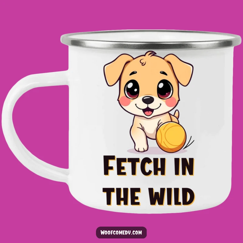 Funny Dog Ball Chase Camping Mug - Fuel Your Outdoor Play