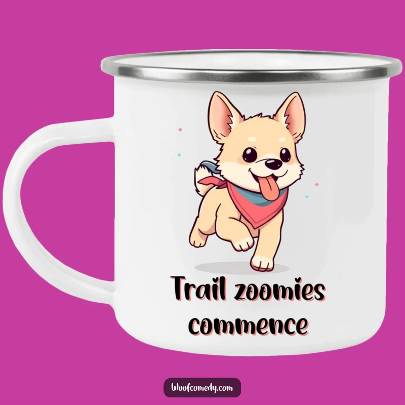Funny Kawaii Dog Bandana Camping Mug: Adventure Fuelled by Happy Runs and Hot Drinks