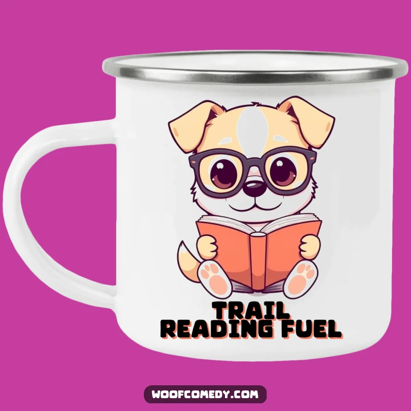 Funny Kawaii Dog Reading Camping Mug - Brain Food On The Go!