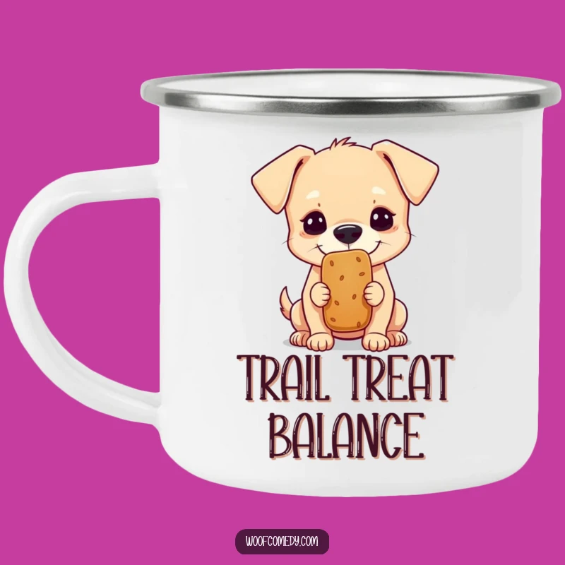 Funny Little Dog Balancing Treat Camping Mug - Adventure-Ready Hilarious Gift