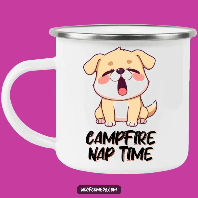 Funny Sleepy Dog Camping Mug: Your Tired Companion for Outdoor Adventures
