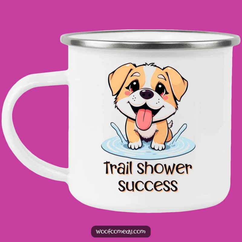 Funny Splashing Dog Camping Mug - Adventure Fuel for Happy Campers