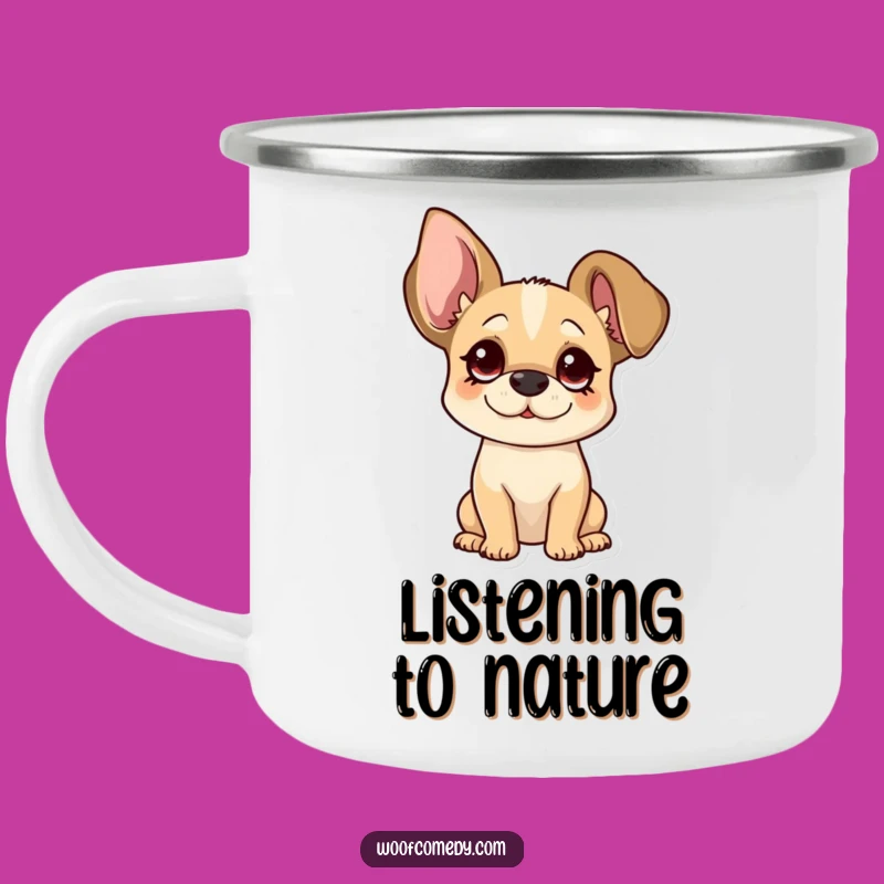 Funny Floppy Ear Dog Camping Mug - Outdoor Curious Pup Cup Gift
