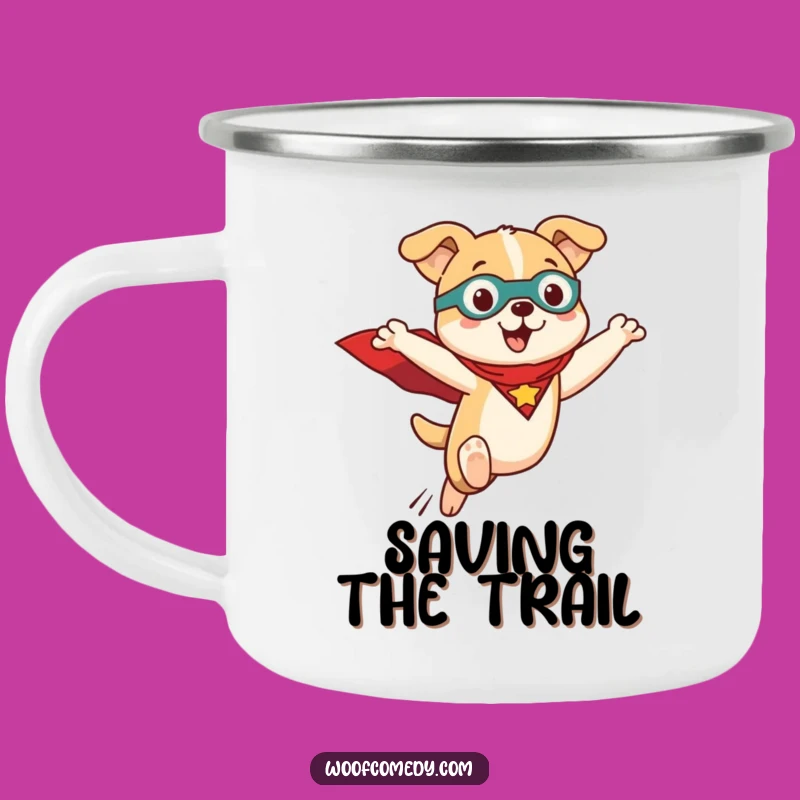 Durable Kawaii Dog Superhero Camping Mug: Adventure with Cute Power