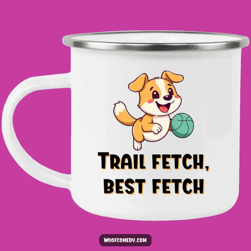 Funny Happy Dog Ball Camping Mug - Outdoor Runner Coffee Cup Gift