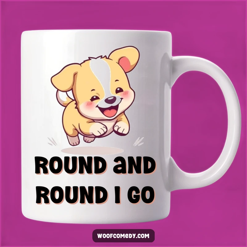 Funny Dog Mug: Cute Tail-Chasing Pup, Perfect Humorous Gift for Dog Lovers