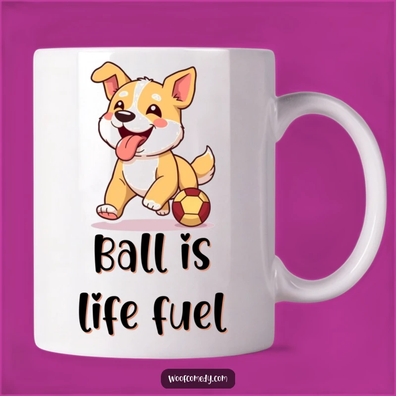 Funny Dog Mug: Happy Runner Pup with Ball, Perfect Humorous Gift for Dog Lovers