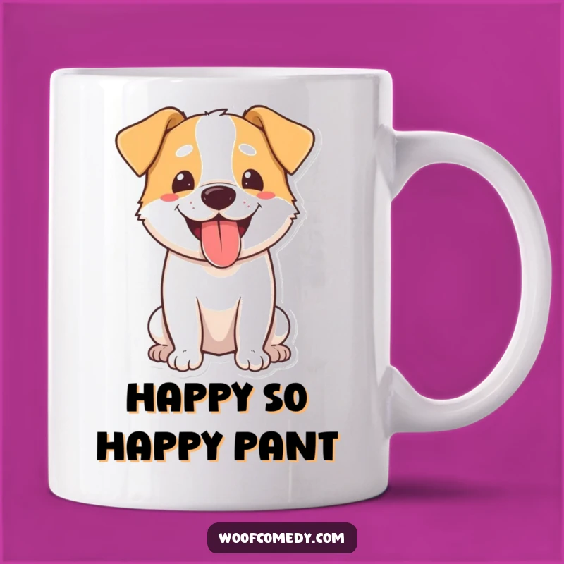 Funny Dog Panting Mug: Happy Pup Energy, Hilarious Animal Art, Perfect Gift