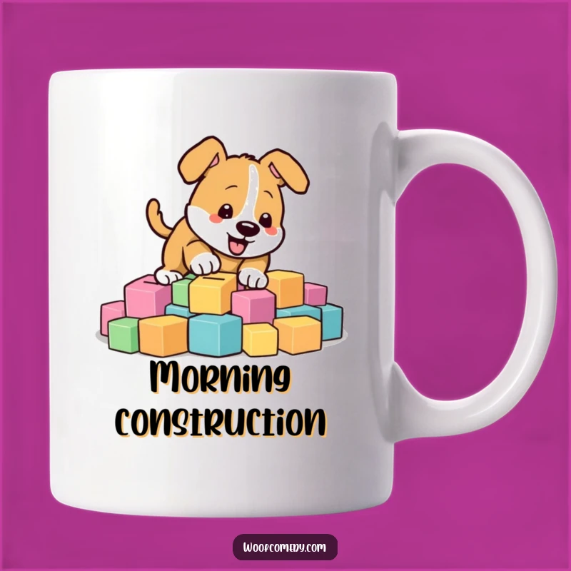 Funny Energetic Dog Mug - Digging Blocks, Perfect Playful Gift