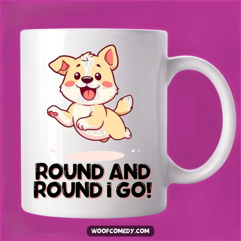 Funny Kawaii Dog Mug - Tail Chasing Energy, Perfect Playful Gift