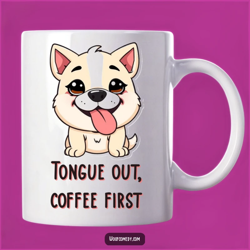 Funny Kawaii Dog Panting Mug - Goofy Tongue Out Happy Gift