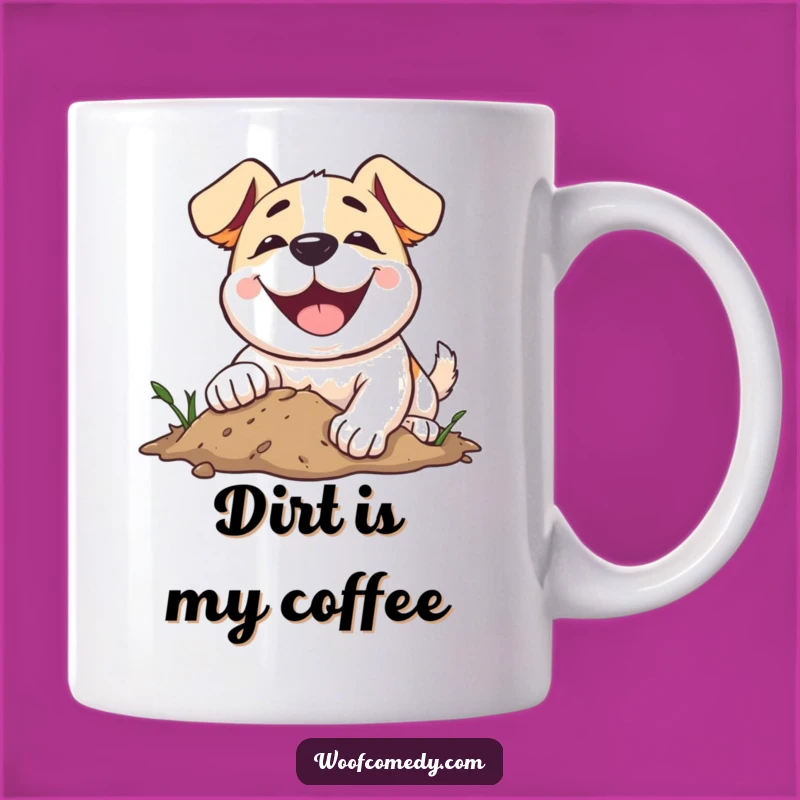 Funny Smiling Dog Digging Mug - Hilarious Gardener Gift for a Happy Pup!