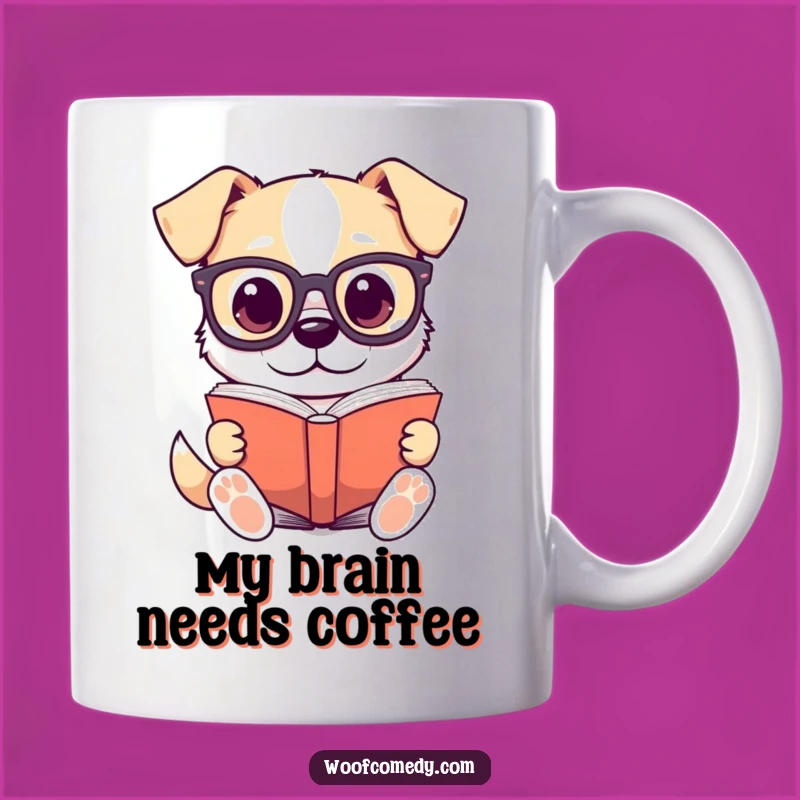 Funny Kawaii Dog Reading Mug - Smart Pup Scholar Gift!