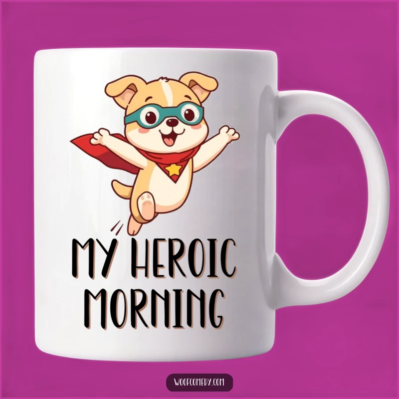 Funny Kawaii Dog Superhero Mug: Adorable Heroics for Your Morning Sip