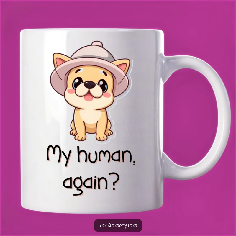 Funny Surprised Dog in Oversized Hat Mug - Perfect Silly Gift for Dog Lovers