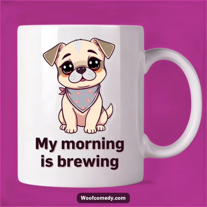 Funny Kawaii Dog Mug Gift: Curious Bandana Pup Design for Alert Dog Lovers