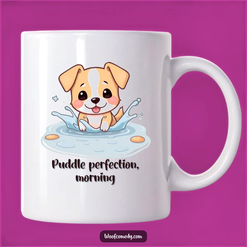 Funny Kawaii Dog Puddle Mug - Joyful Splashy Pup Gift!