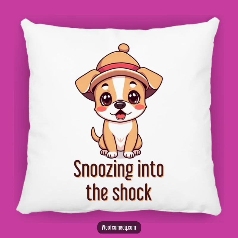 Cozy Funny Kawaii Dog Pillow - Silly Hat Surprise, Plush Comfort