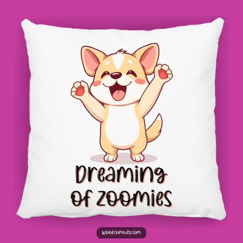 Funny Excited Dog Happy Dance Pillow - Cozy and Cheerful Home Accent