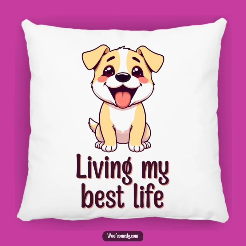 Funny Excited Dog Tongue Out Pillow - Cozy Happy Canine Comfort Gift