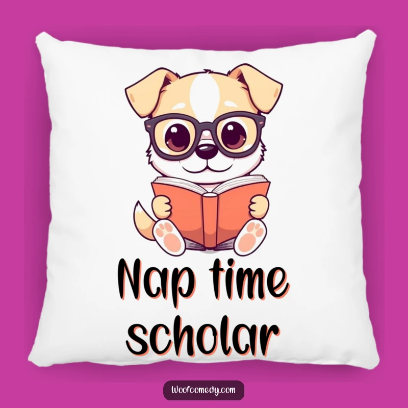 Funny Kawaii Dog Reading Pillow - Comfy Intellectual Companion!