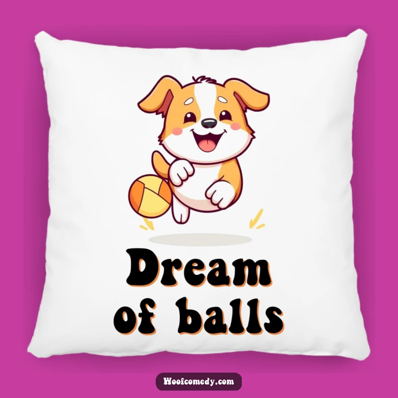 Playful Kawaii Dog Pillow - Ball Chase Happy Grin Cozy Gift