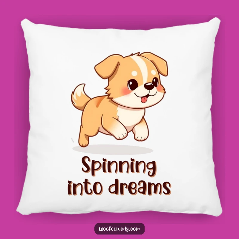 Funny Dog Chasing Tail Pillow: Soft, Comfy, Hilarious Canine Decor!