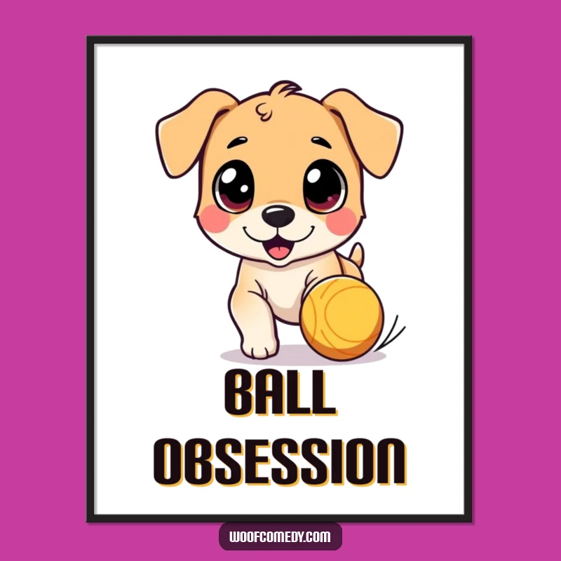 Funny Dog Ball Chase Digital Art - Printable Pup Wall Decor