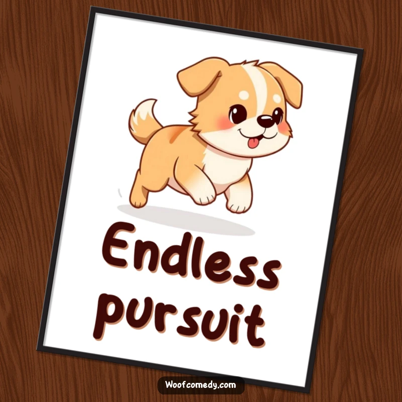 Funny Dog Digital Art: A determined dog comically chasing its tail, offering instant humorous decor for any room.