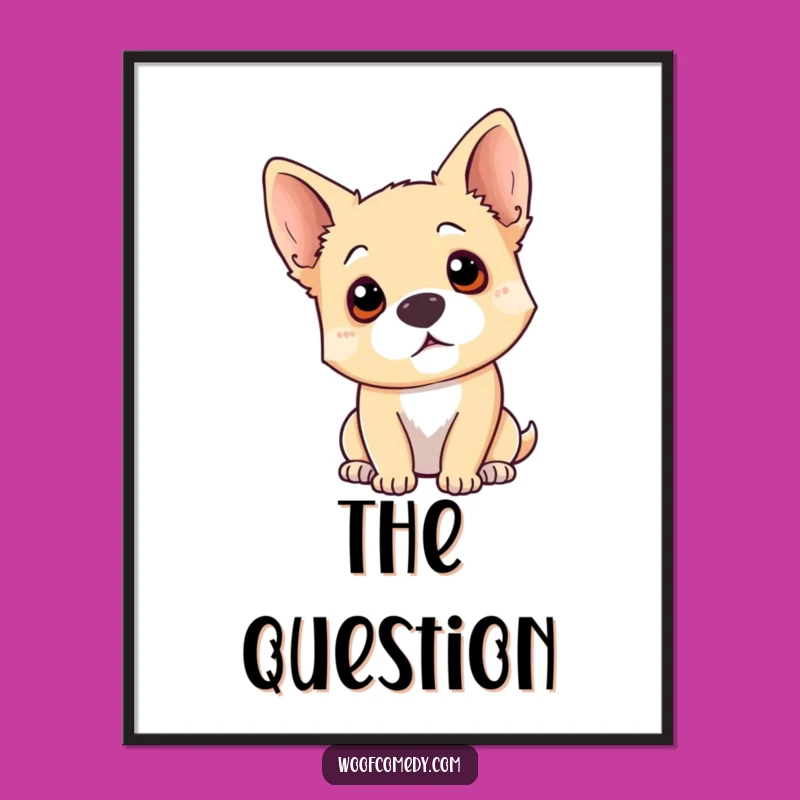 Funny Dog Head Tilt Digital Art Print: Instant Canine Curiosity for Your Walls