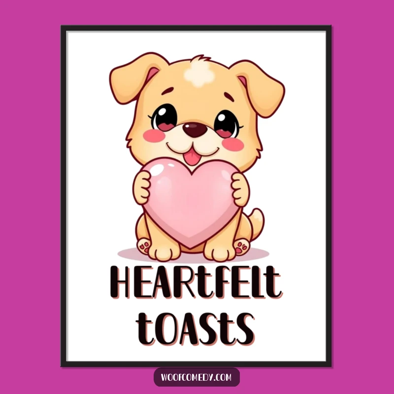 Funny Loyal Dog Digital Art - Instant Glowing Heart Download
