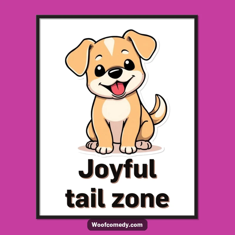 Funny Floppy Ear Dog Digital Art: Cute Wagging Tail Pup Printable for Instant Joy