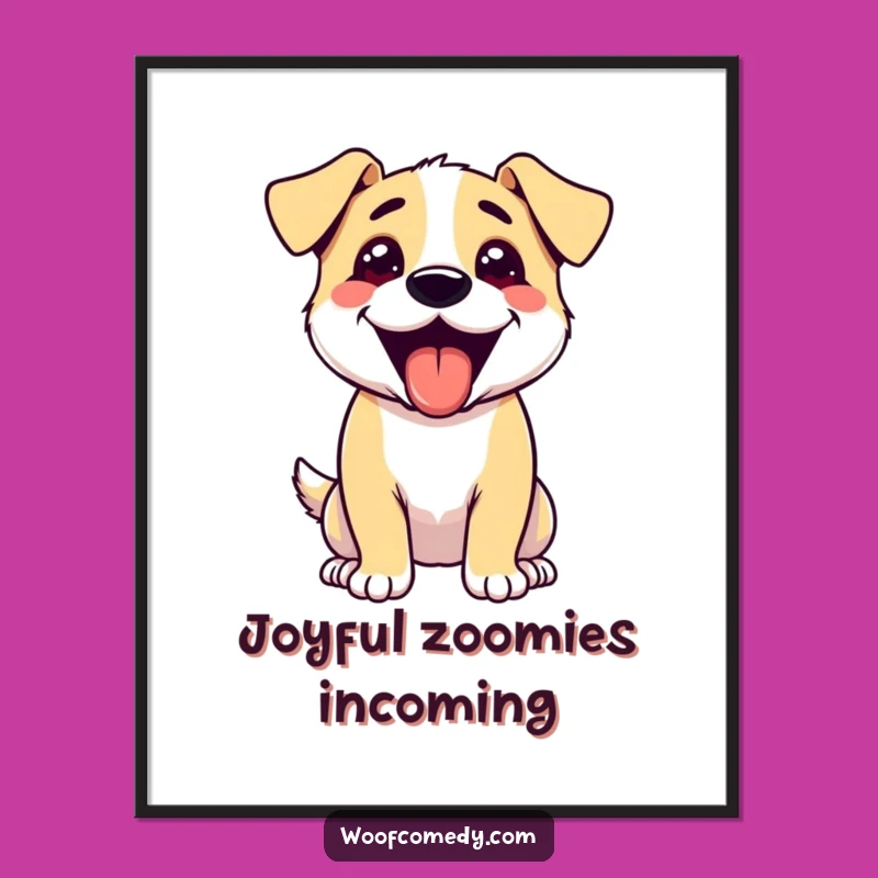 Funny Excited Dog Tongue Out Digital Art - Happy Canine Wall Decor Gift