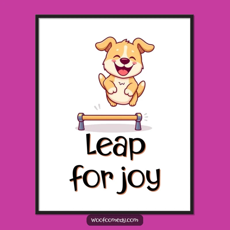 Funny Dog Leaping Digital Art: Unleash Joyful Wall Decor