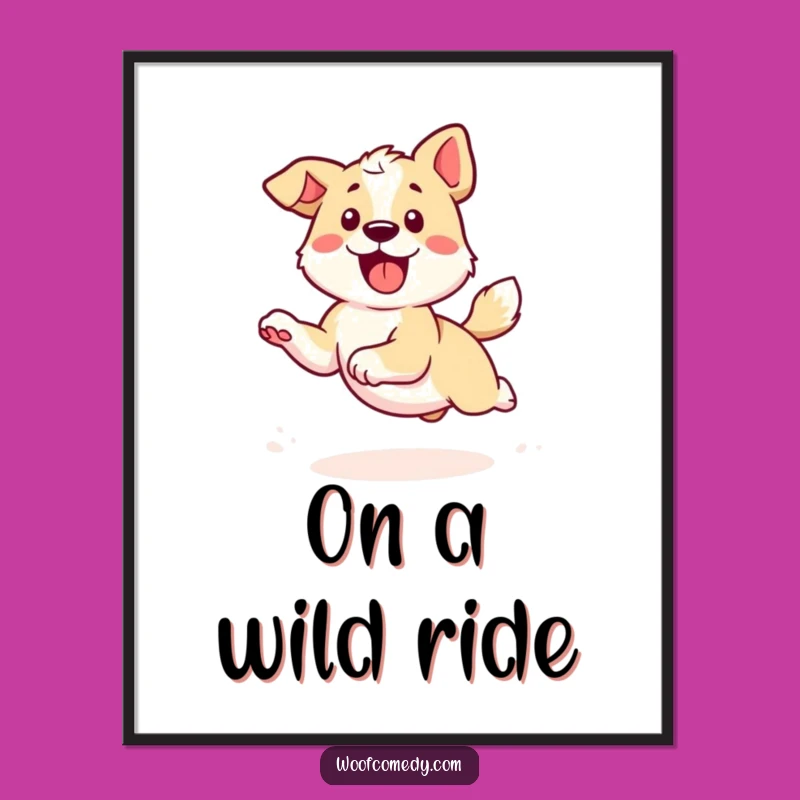 Funny Kawaii Dog Digital Art - Tail Chasing Energy, Instant Fun