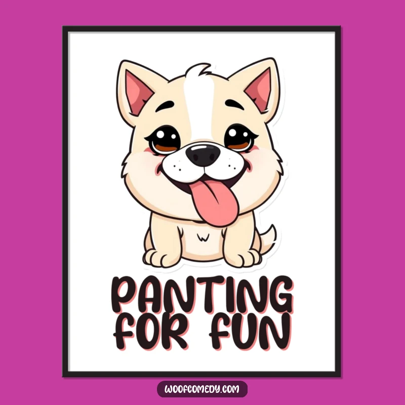 Funny Kawaii Dog Panting Digital Art - Goofy Tongue Decor Gift
