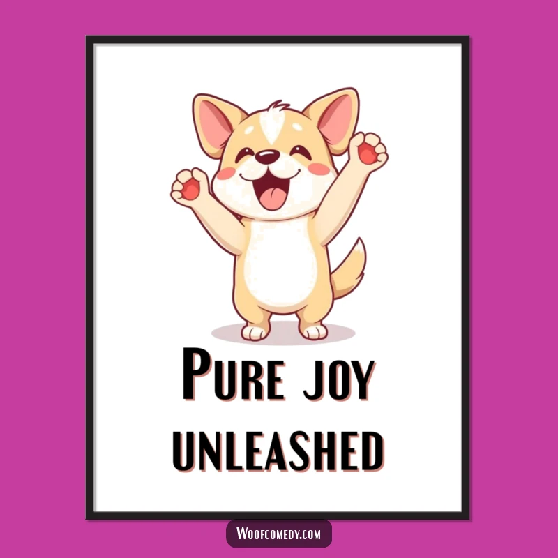 Funny Excited Dog Happy Dance Digital Art - Instant Joyful Dog Lover Decor