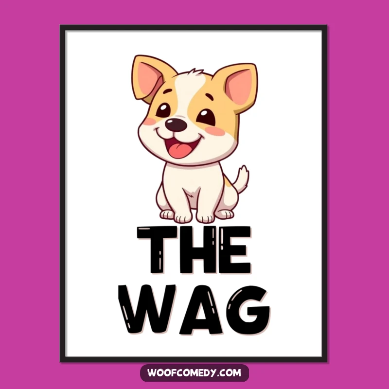 Funny Dog Wagging Tail Digital Art Print: Instant Canine Happiness for Your Walls