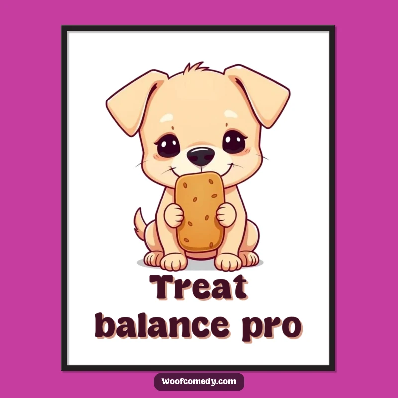 Funny Little Dog Balancing Treat Digital Art - Hilarious Instant Dog Lover Decor