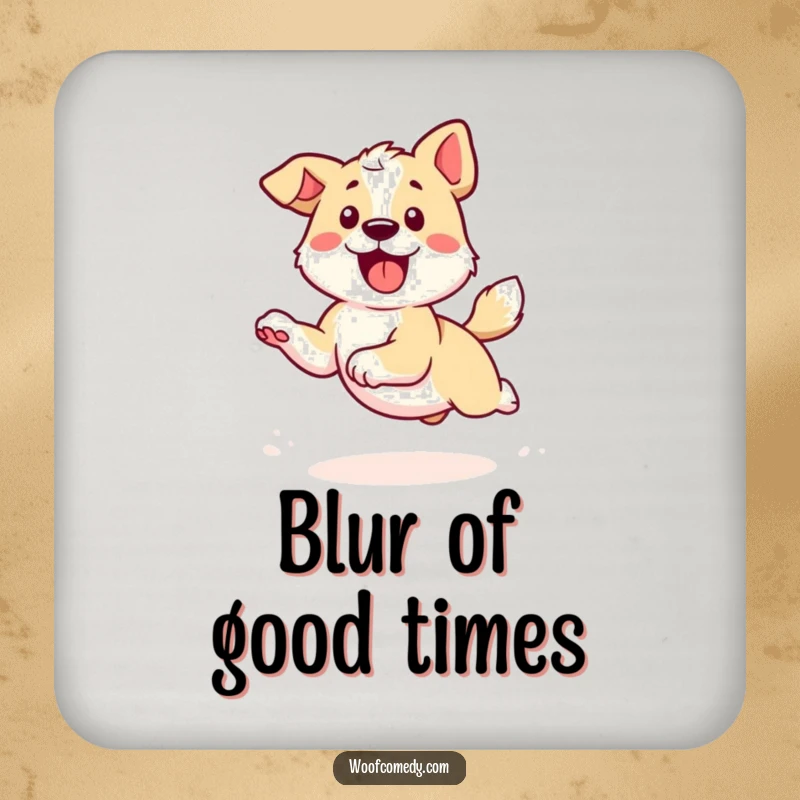 Funny Kawaii Dog Coaster: A cute dog in a funny spin, chasing its tail, protecting your tables with humor.