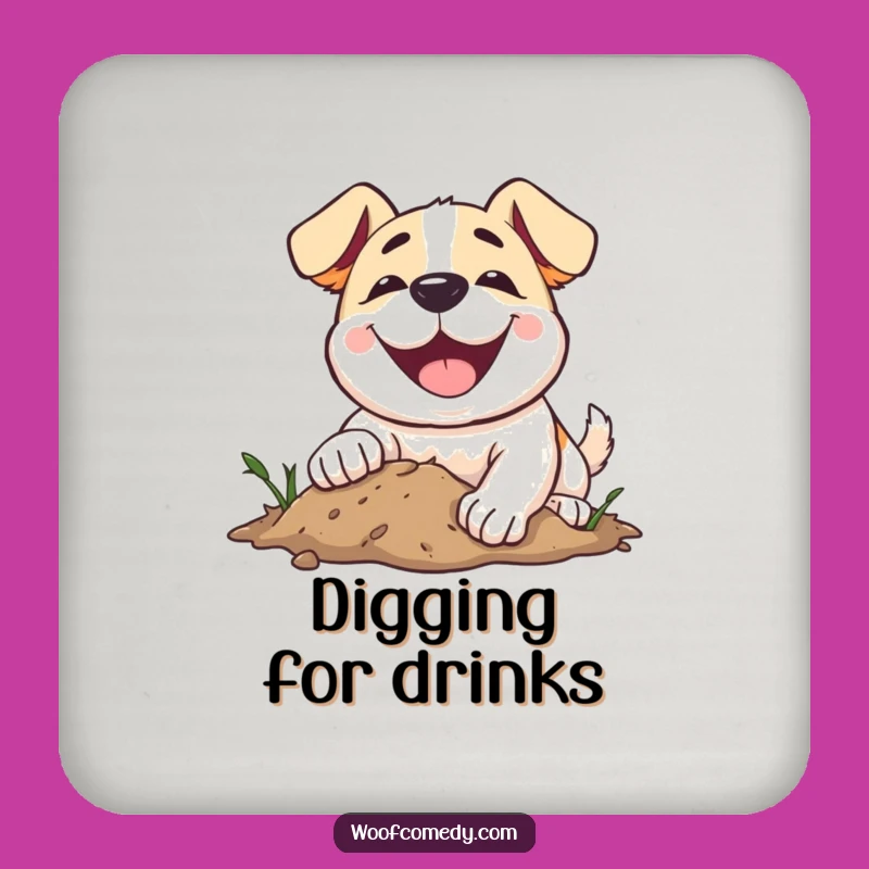Funny Dog Digging Coaster Set - Hilarious Protection for Your Surfaces!